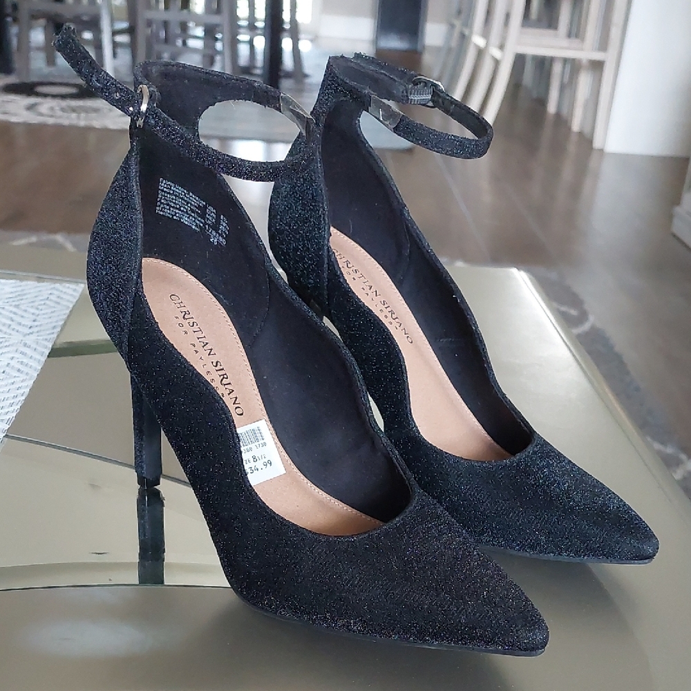Christian Siriano Black Glitter Heels. 4 inches high. Brand New